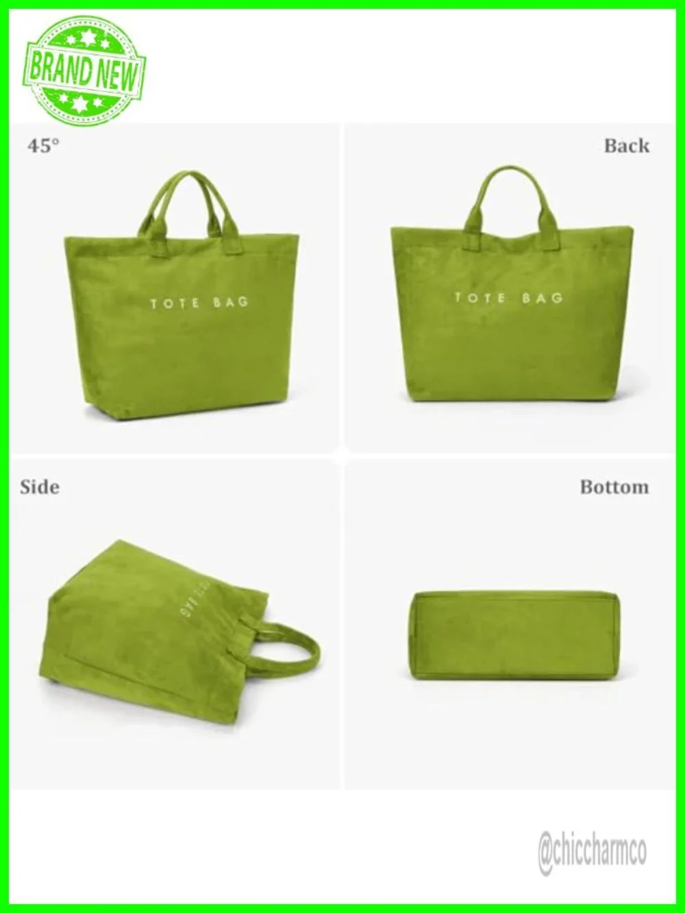 Large Soft Suede Tote Bag Hobo Letter Print Work Travel Handbag